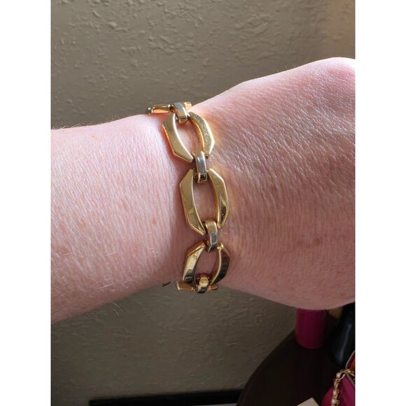 Monet Gold-Tone Link Bracelet With Safety Chain - Vintage Style Jewelry Accessor - Picture 10 of 10